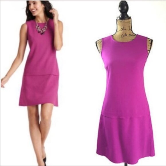 Loft - Retro Mod Sleeveless Sheath Dress with Drop Waist | Size 4 | Pink Purple - Picture 1 of 7